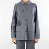 Overshirt Grigio Five in flanella di lana con ricamo FIVE 742 NENETTE 
