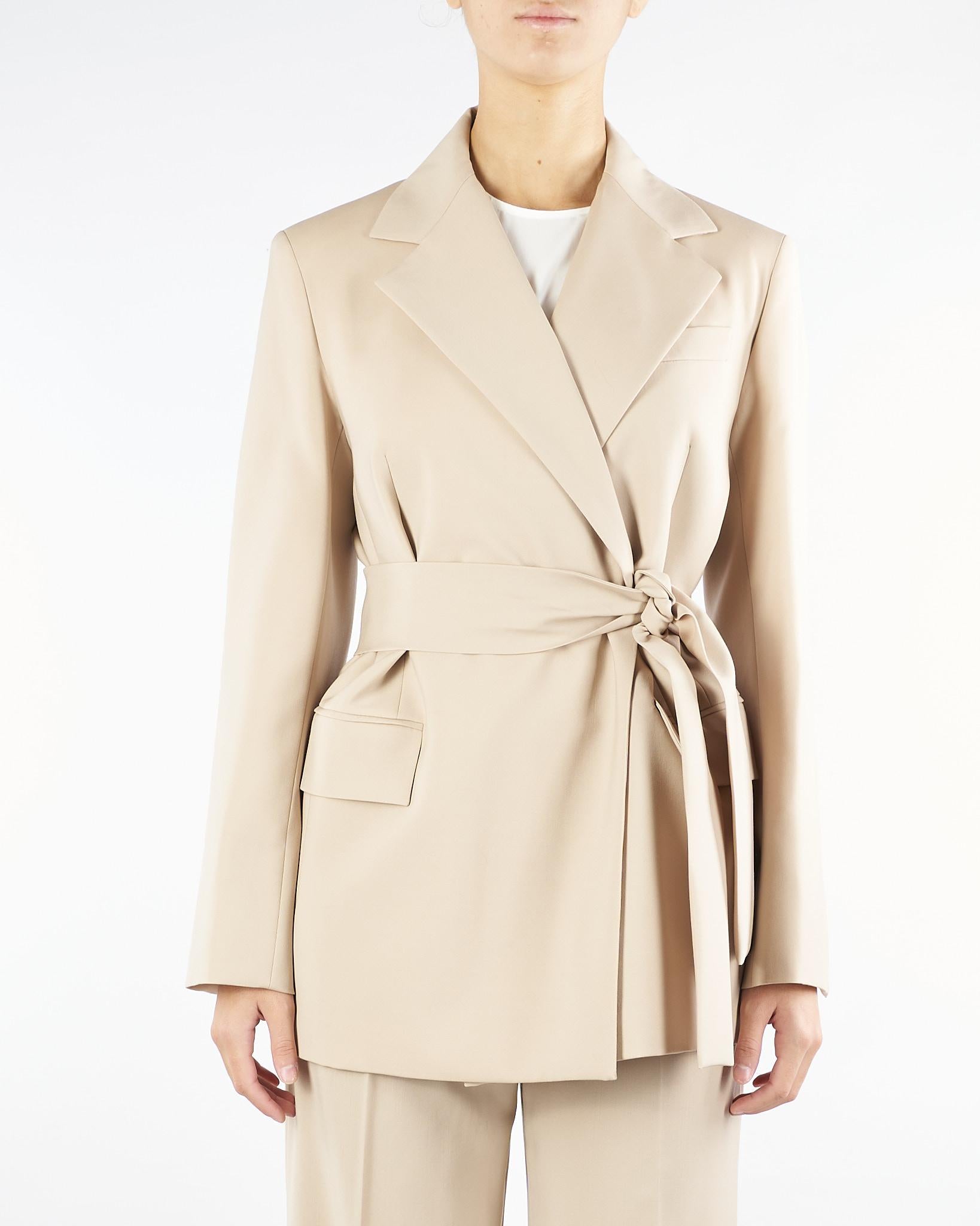 Giacca Beige in lana con cintura TESO 9 MAX MARA WEEKEND 