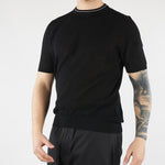 Maglia Nero in cotone microforato con profili a contrasto B9AB0054 438 AMARANTO 