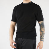 Maglia Nero in cotone microforato con profili a contrasto B9AB0054 438 AMARANTO 