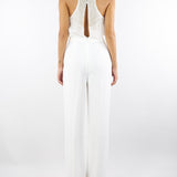 Tuta Avorio in georgette e crêpe con cristalli TU06357E2 360 ELISABETTA FRANCHI 