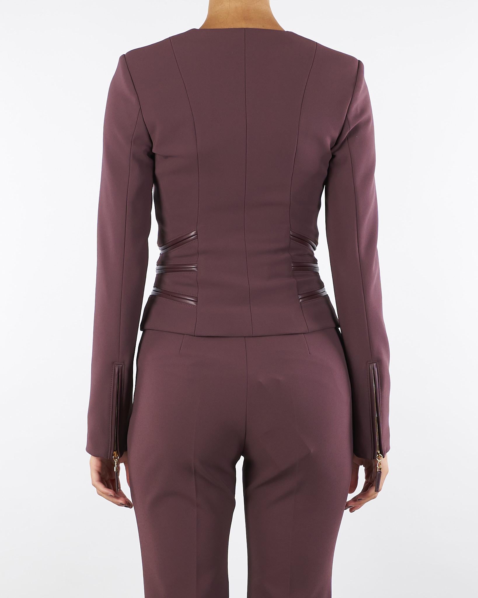 Giacca Merlot in doppio crêpe con dettagli zip GI17356E2 EA4 ELISABETTA FRANCHI 