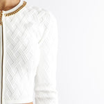 Cardigan Avorio in maglia a rombi con dettaglio gioiello MK29B56E2 360 ELISABETTA FRANCHI 