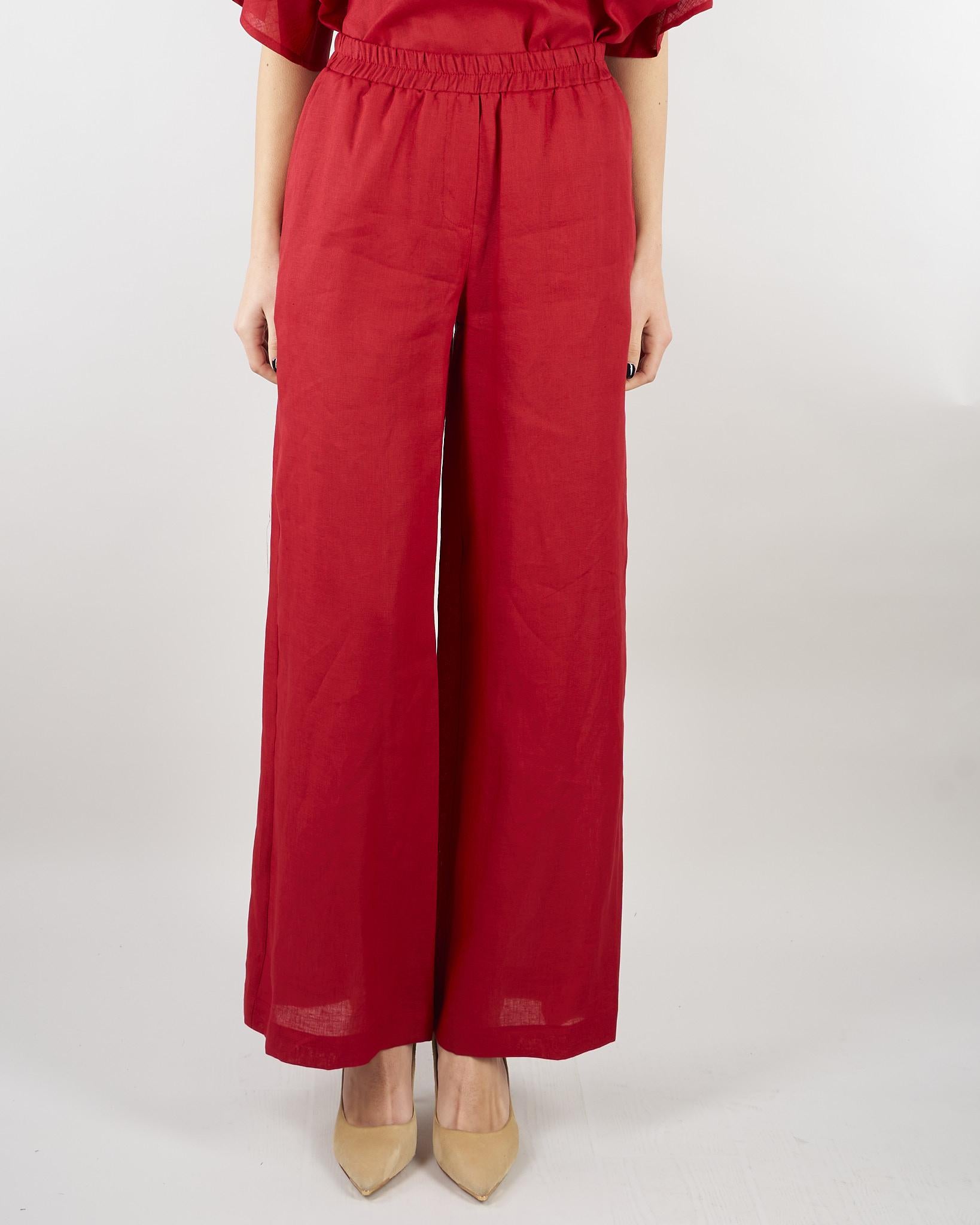 Pantalone Rosso in lino wide leg SP5LE038 4031 ICONA 