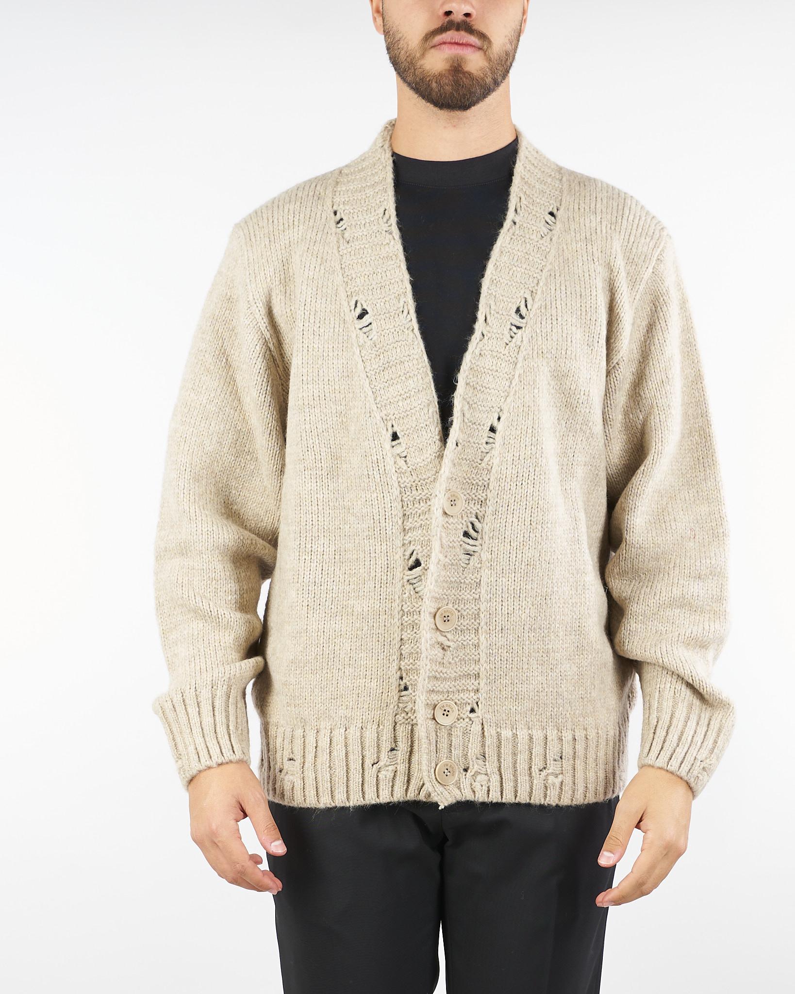Cardigan Beige oversize con rotture MA3417 25 I'M BRIAN 