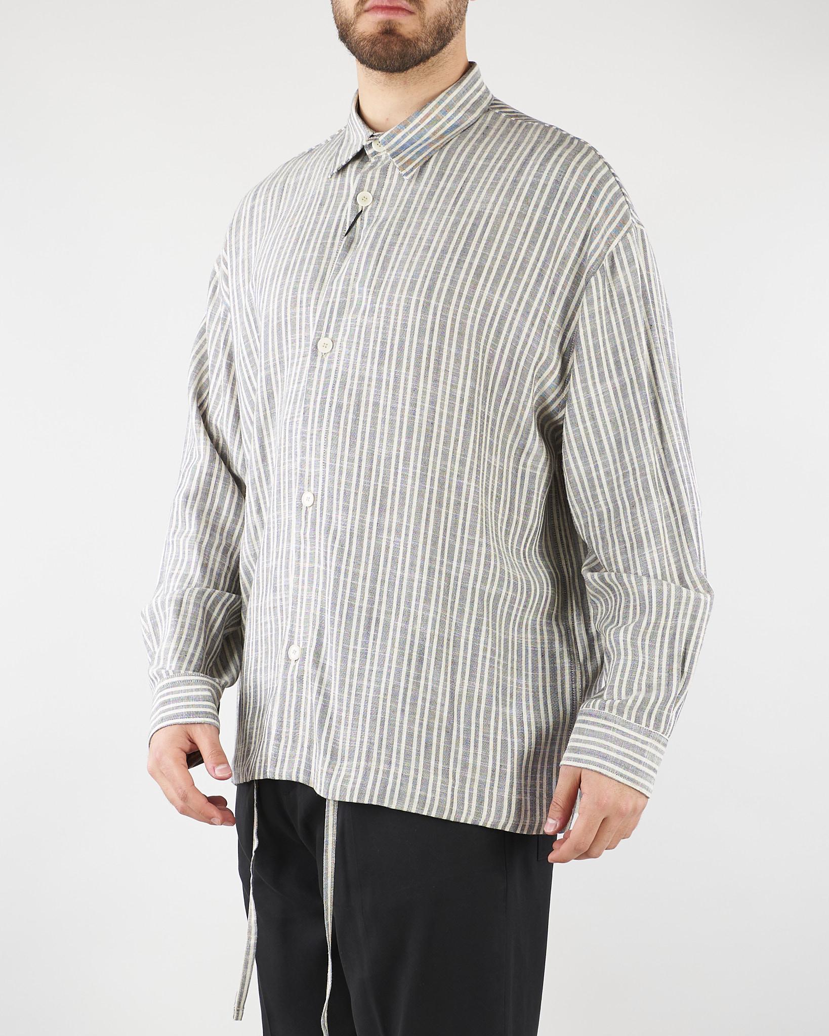Camicia Grigio Oversize in lino a righe CA3620 28 I'M BRIAN 