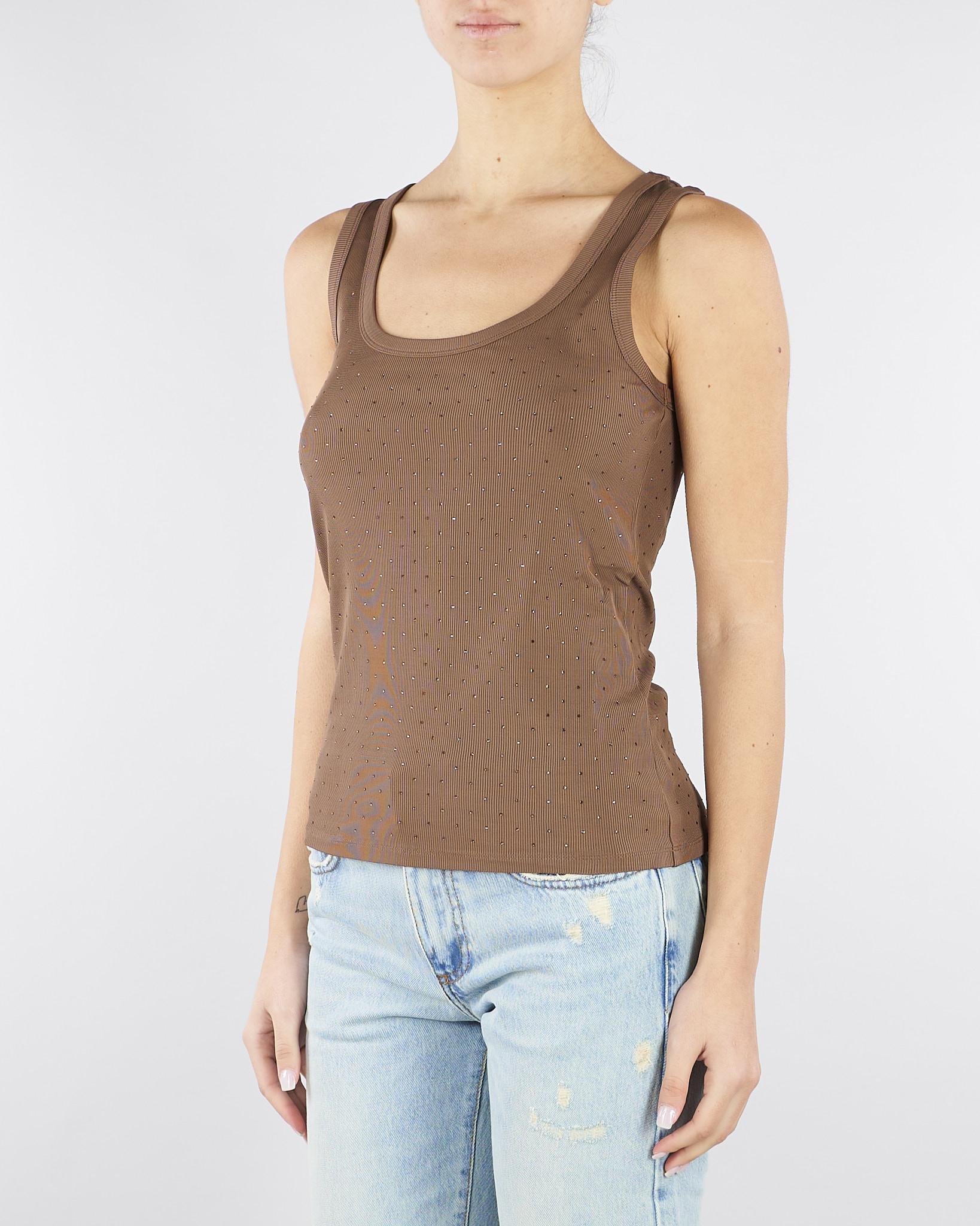 Top Nocciola in jersey lucido con strass all over MLMORATABLING 1 MARELLA 