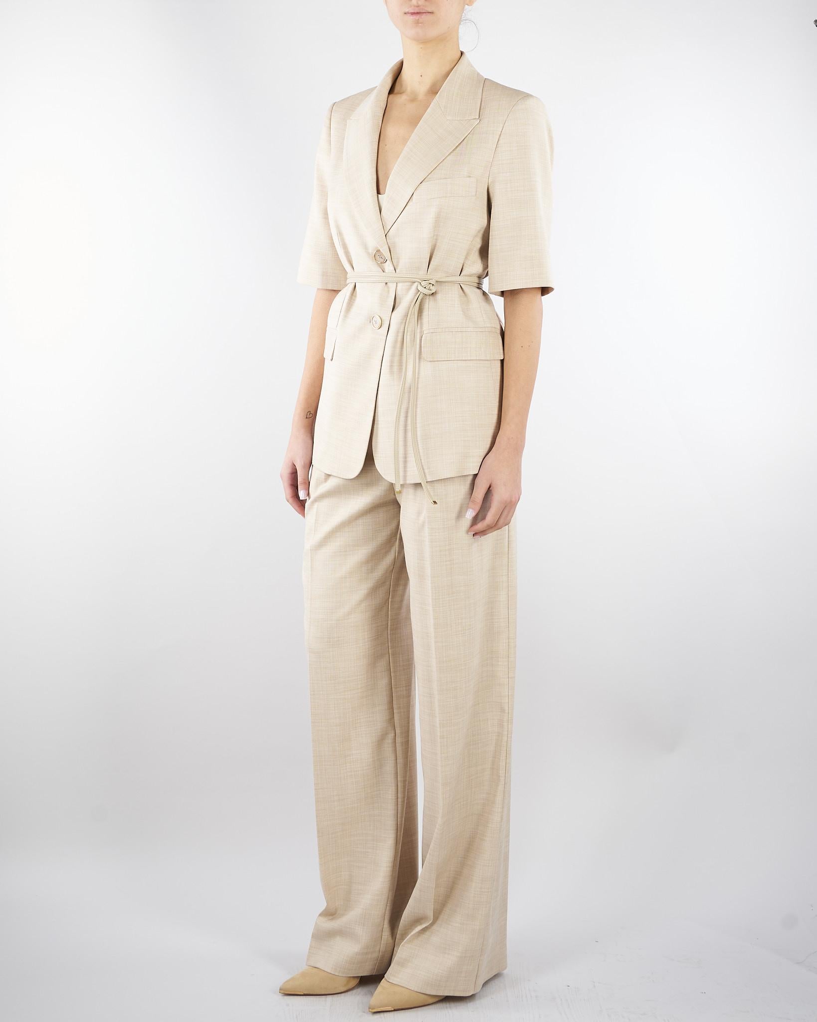 Giacca Beige in tramato light con manica corta GI00601TTEL0014 V0778 SIMONA CORSELLINI 