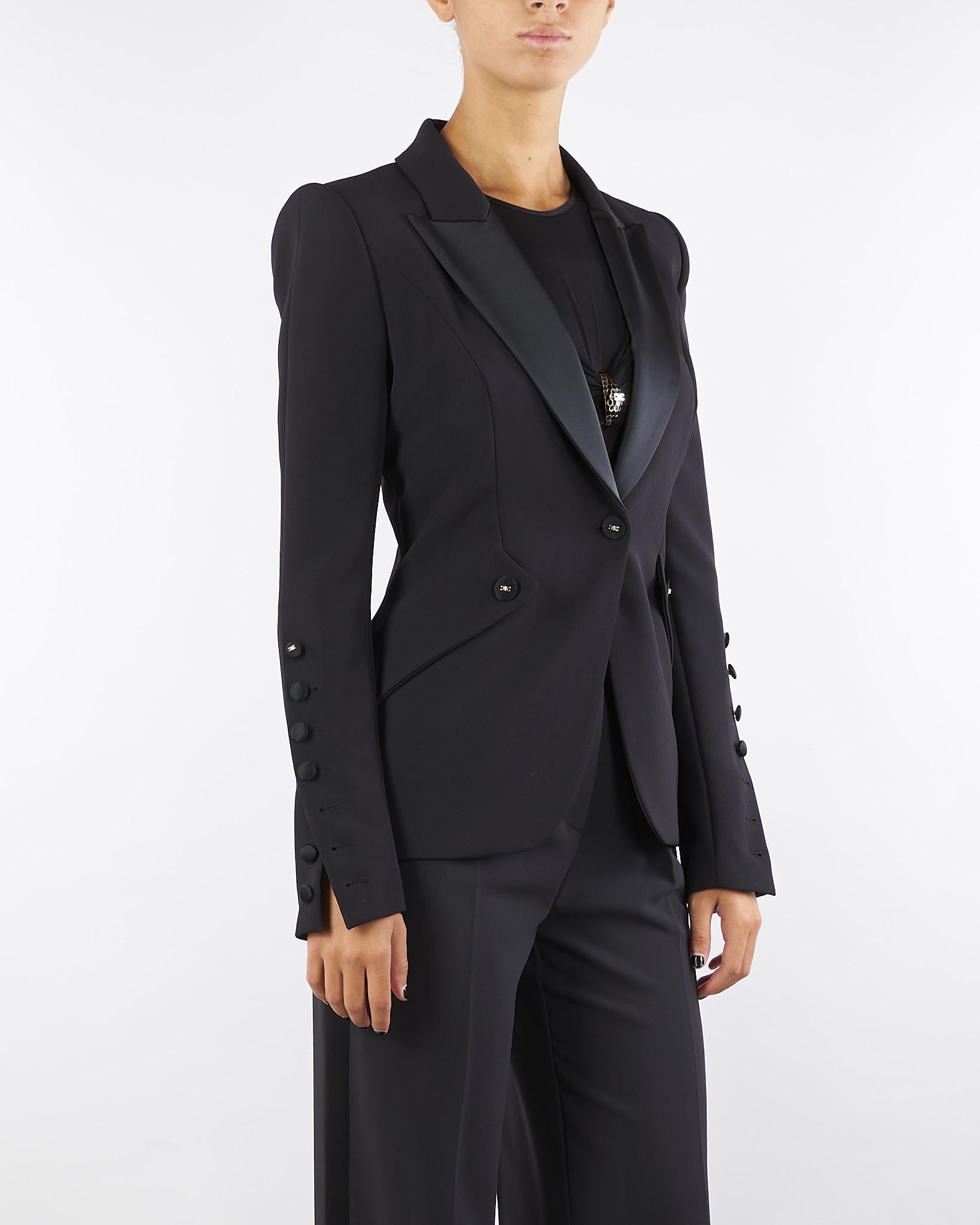 Giacca Nero in crêpe leggero GI15456E2 110 ELISABETTA FRANCHI 