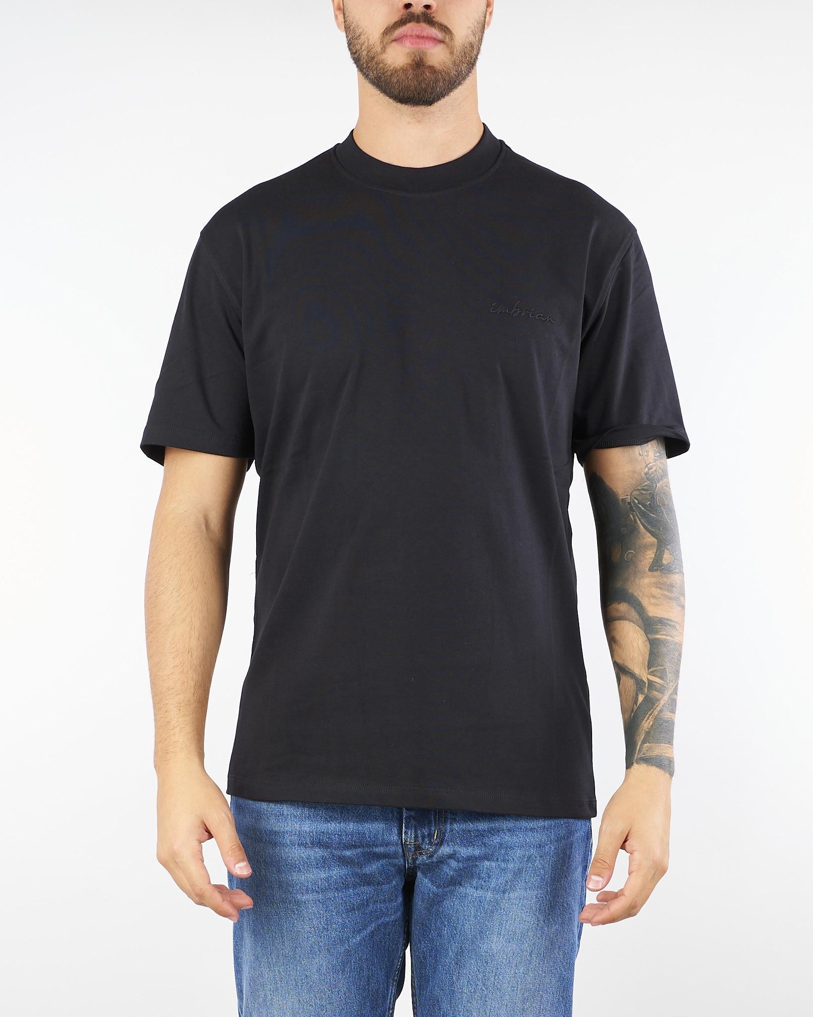 T-shirt Nero basic con ricamo logo sul petto TS3530 9 I'M BRIAN 