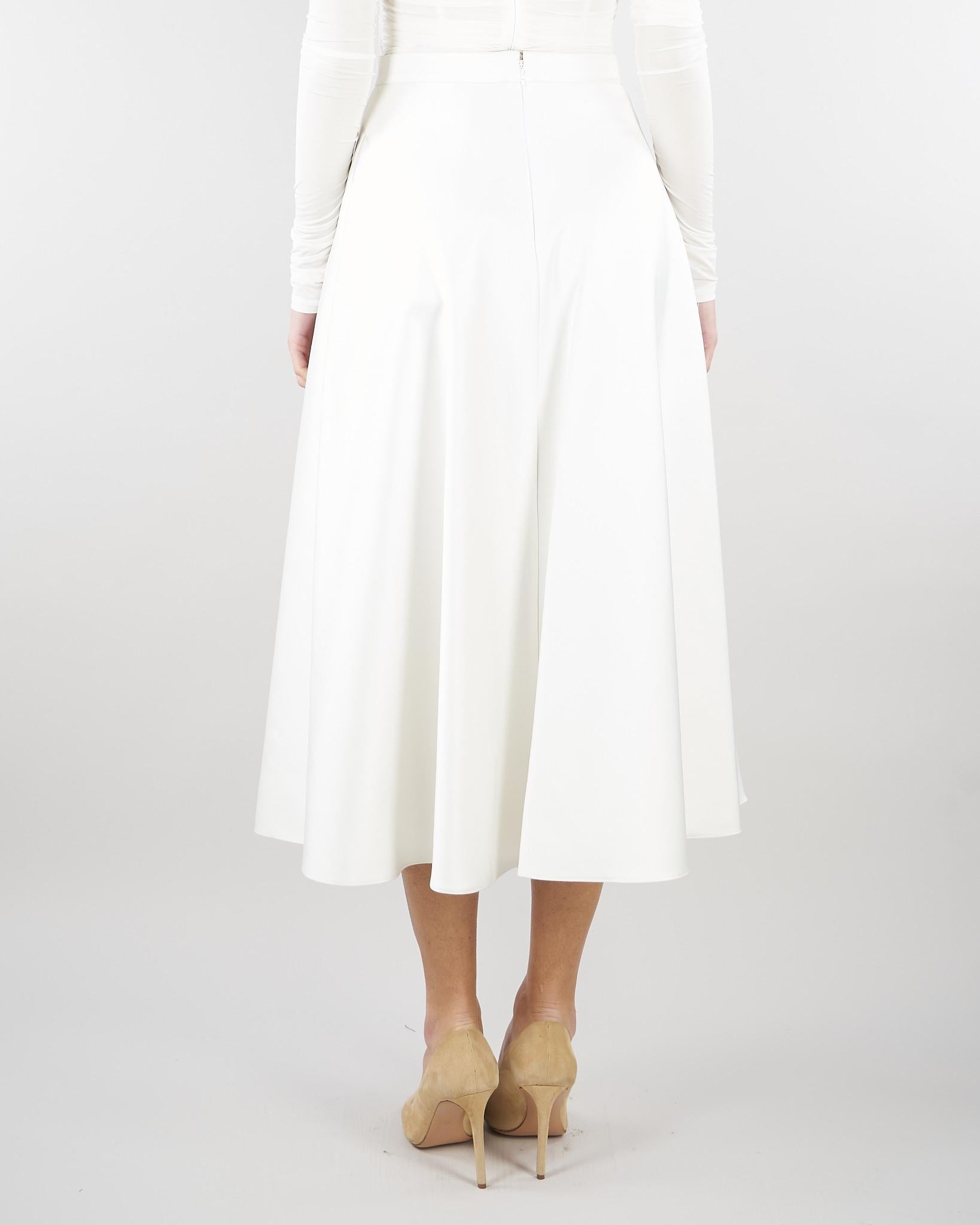 Gonna Avorio in duchesse con logo gioiello GO15661E2 360 ELISABETTA FRANCHI 