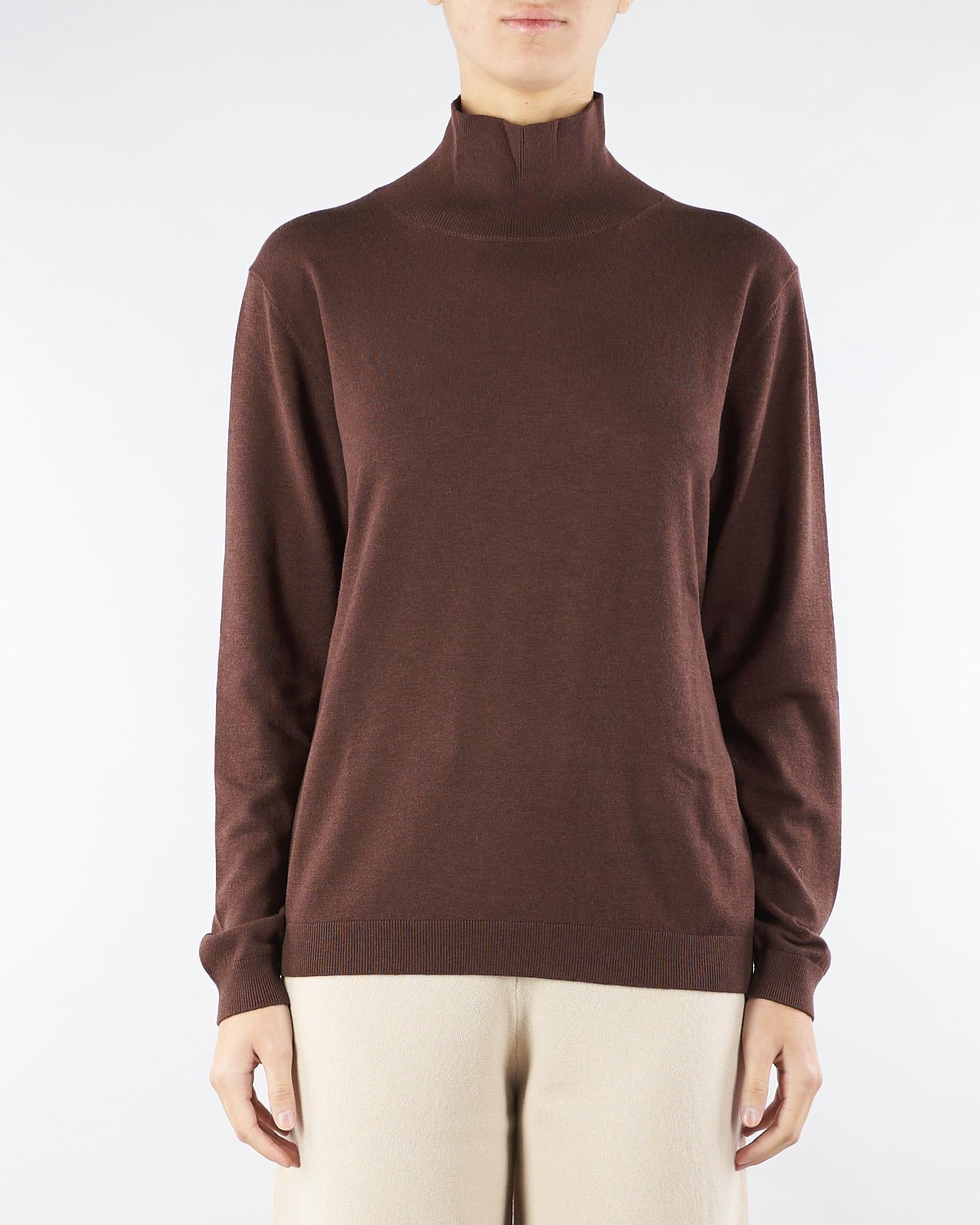 Maglia Dolcevita Marrone in filato di seta e lana KIKU 4 MAX MARA WEEKEND 