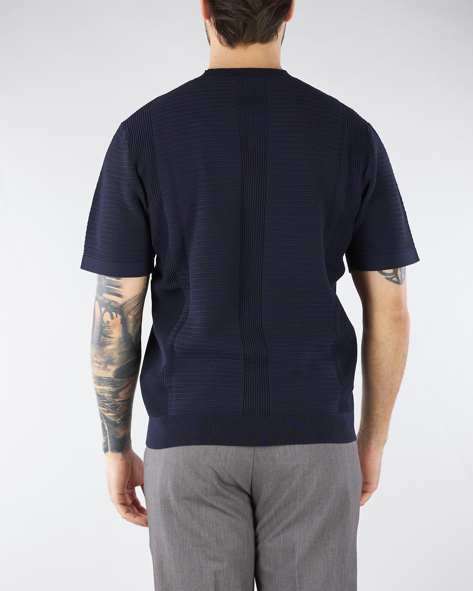 Maglia jacquard Blu in cotone lavorato A028F300 6685 PAOLO PECORA 