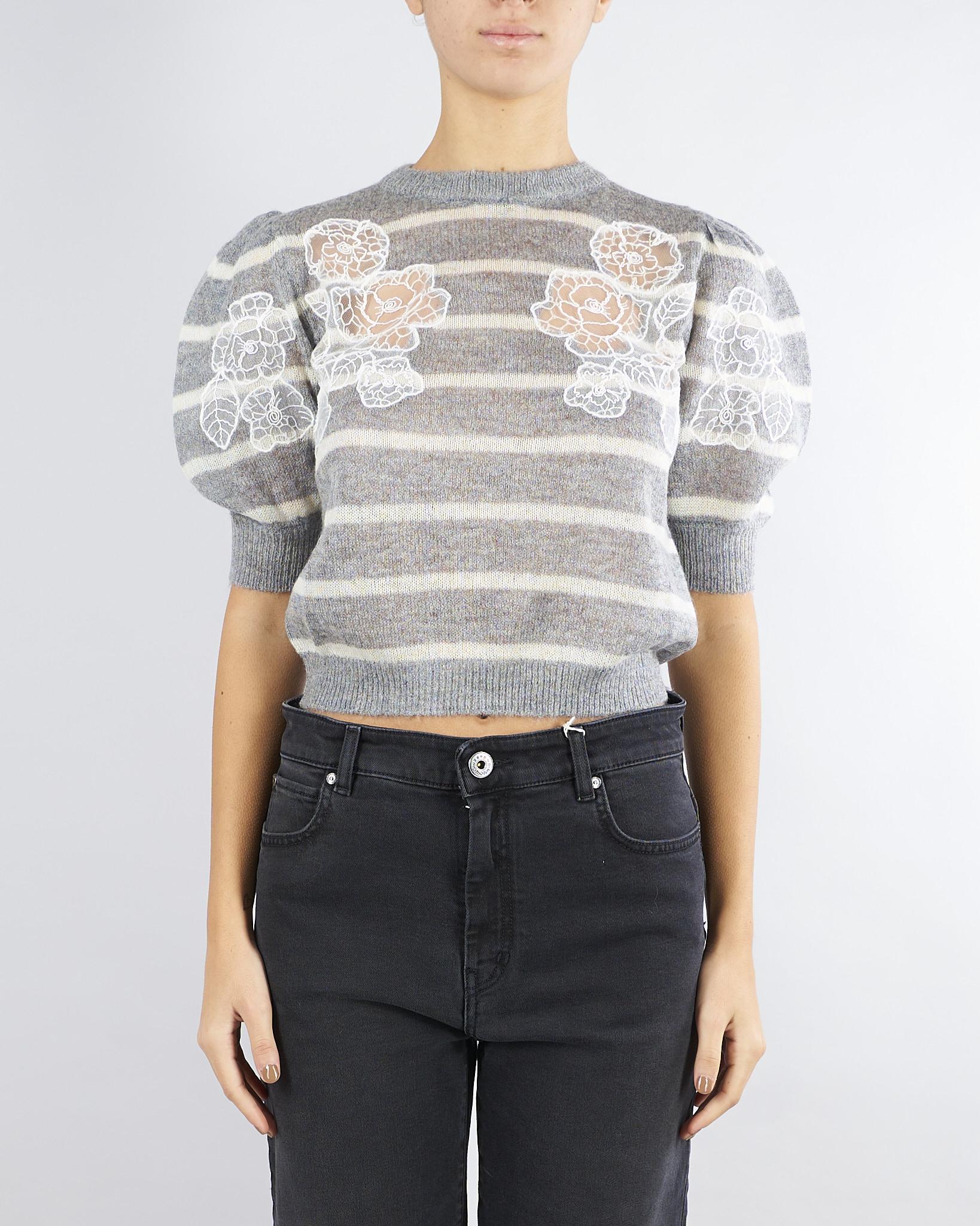 Maglia Grigio-Panna in misto mohair con pizzo TP3251 12756 TWIN SET 