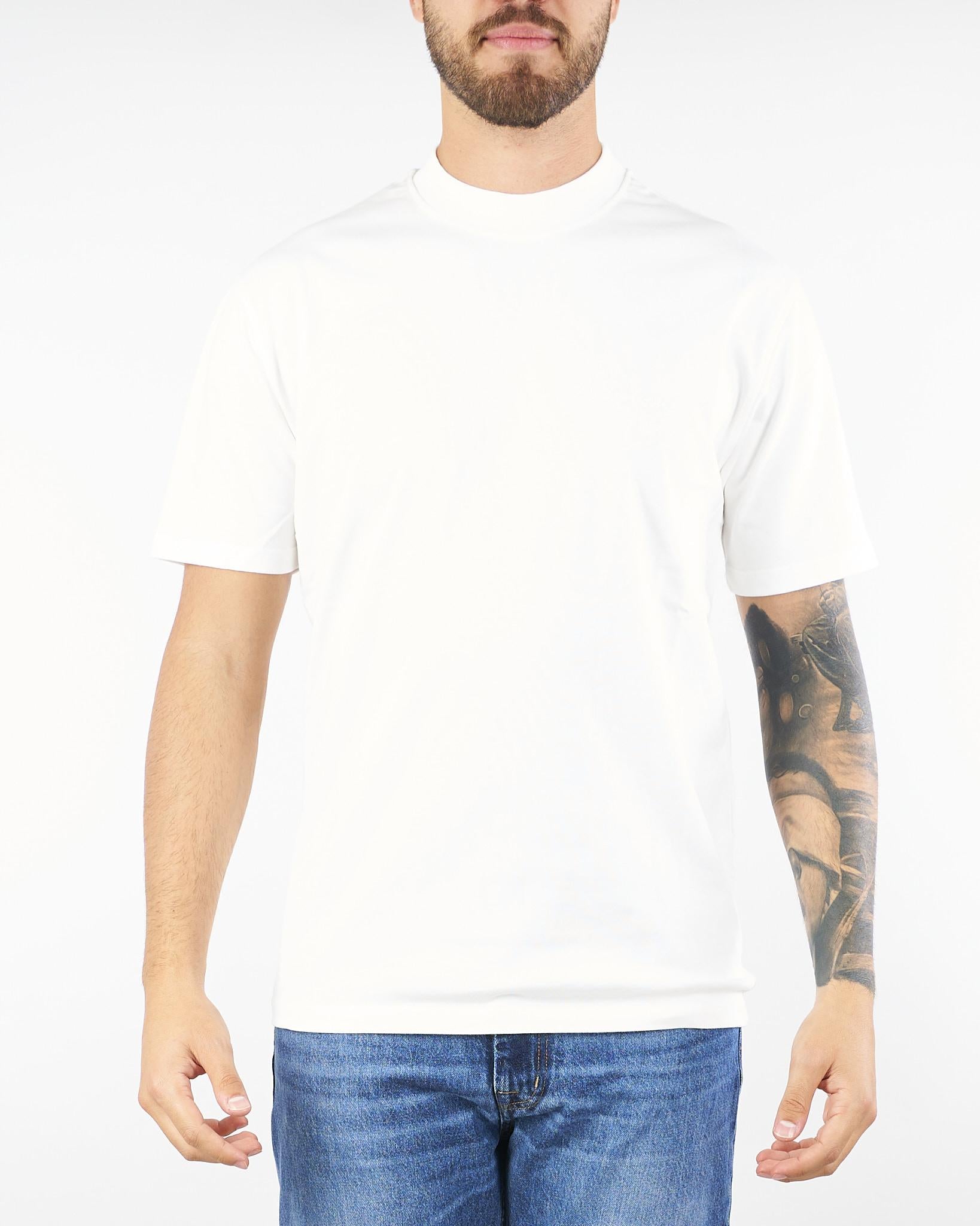 T-shirt Bianco basic con ricamo logo sul petto TS3530 1 I'M BRIAN 