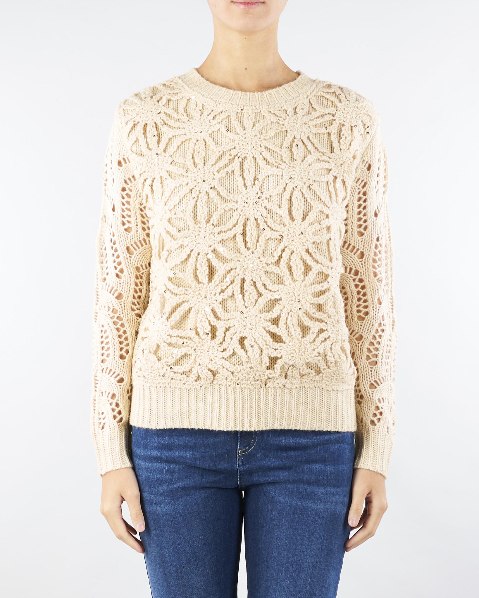 Maglia Cammello con ricamo crochet NS246 70 NO SECRETS 