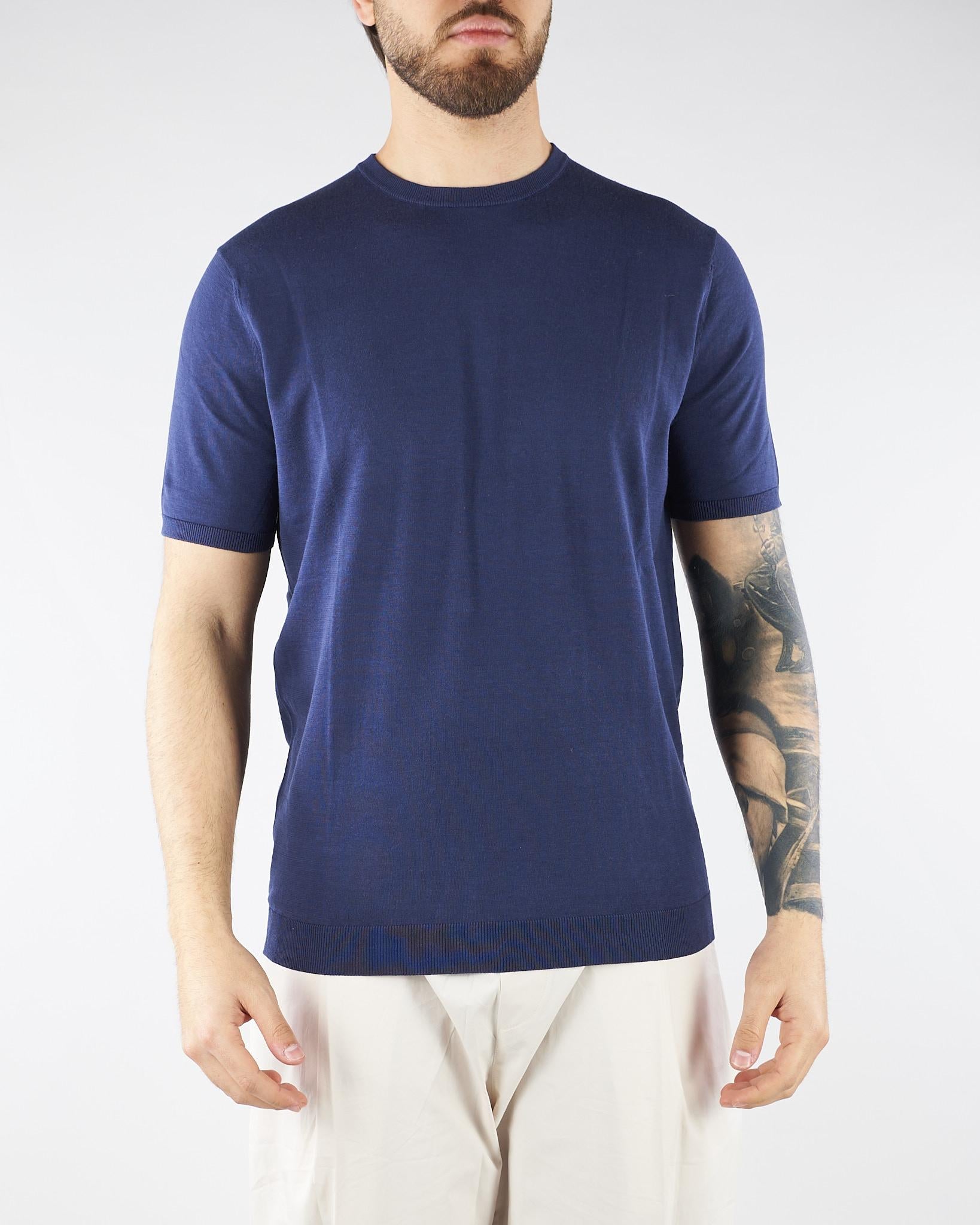 Maglia Blu in misto cotone e seta U0288M5208 54 UNGARO 