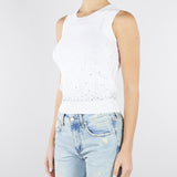 Top Bianco in maglia con strass NS268 01 NO SECRETS 
