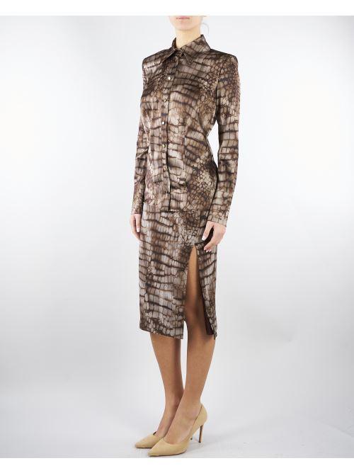 Camicia Cacao in raso con stampa alligatore CA13161E2 644 ELISABETTA FRANCHI 
