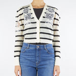 Cardigan Panna-Nero in misto mohair con pizzo TP3250 12755 TWIN SET 