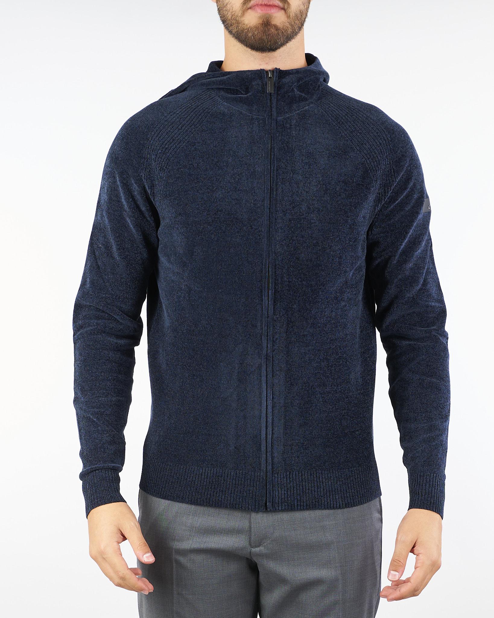 Maglia Blu Velvet Hood Zip Knit W25136 60 RRD 