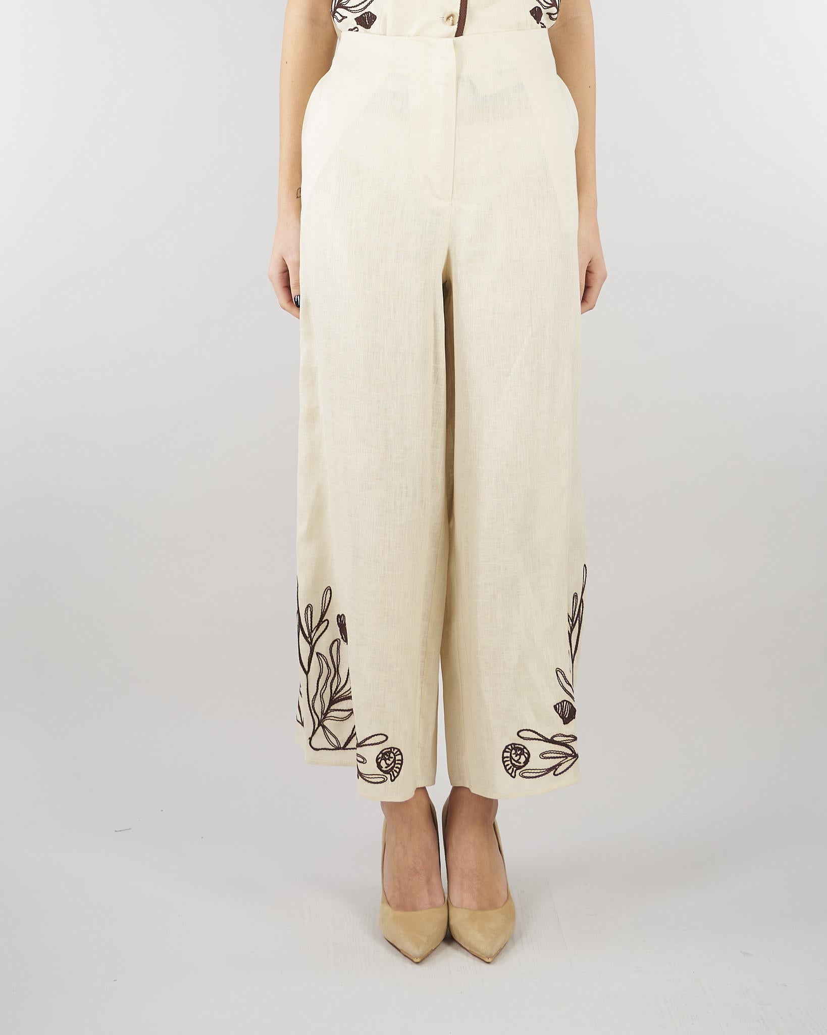 Pantalone Panna in lino con ricami MLLDOLCE 3 MARELLA 