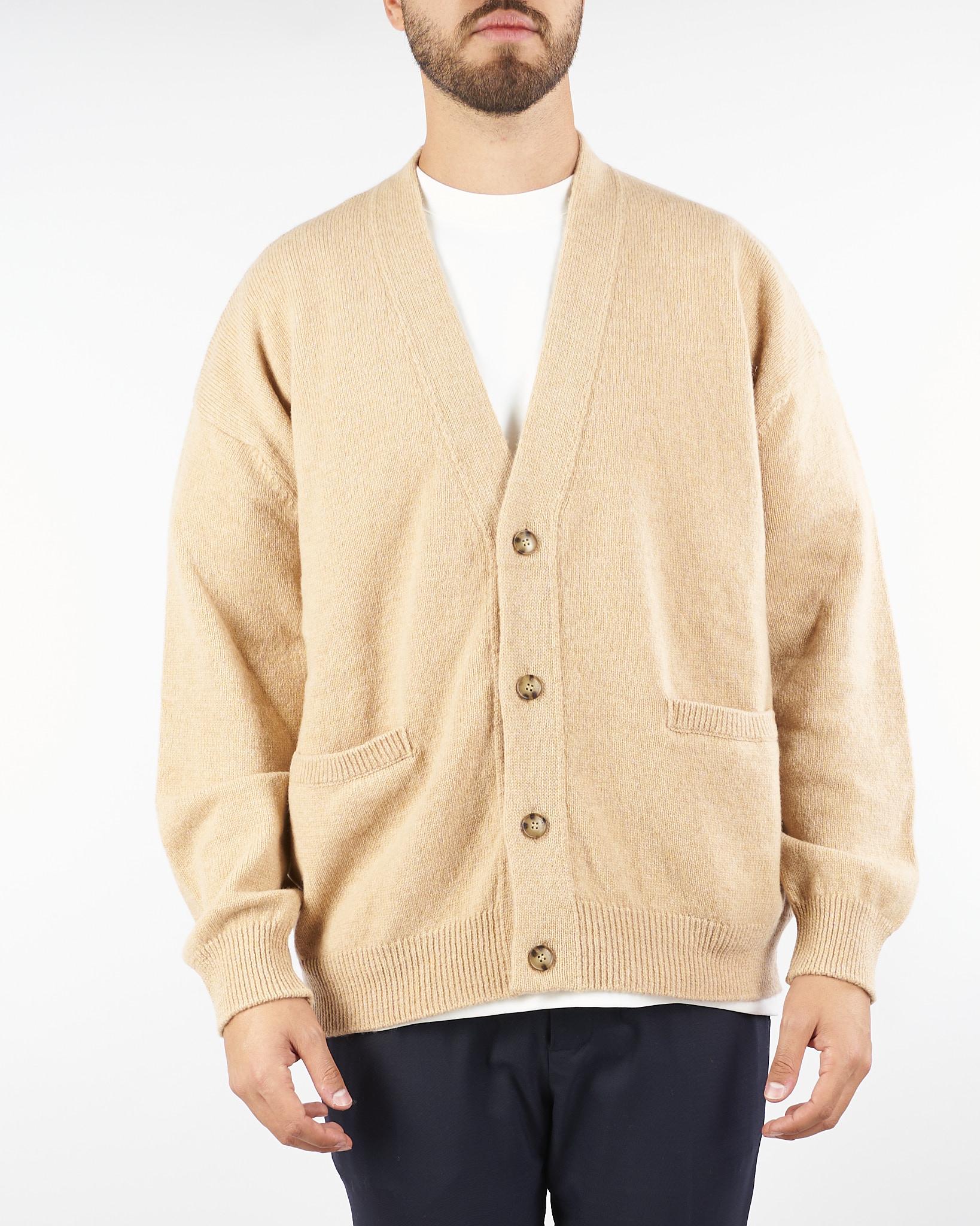 Cardigan Cammello in pura lana e cashmere relaxed fit F5PKMACA037 178 A PAPER KID 