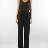 Tuta Nero in georgette e crêpe con cristalli TU06357E2 110 ELISABETTA FRANCHI 