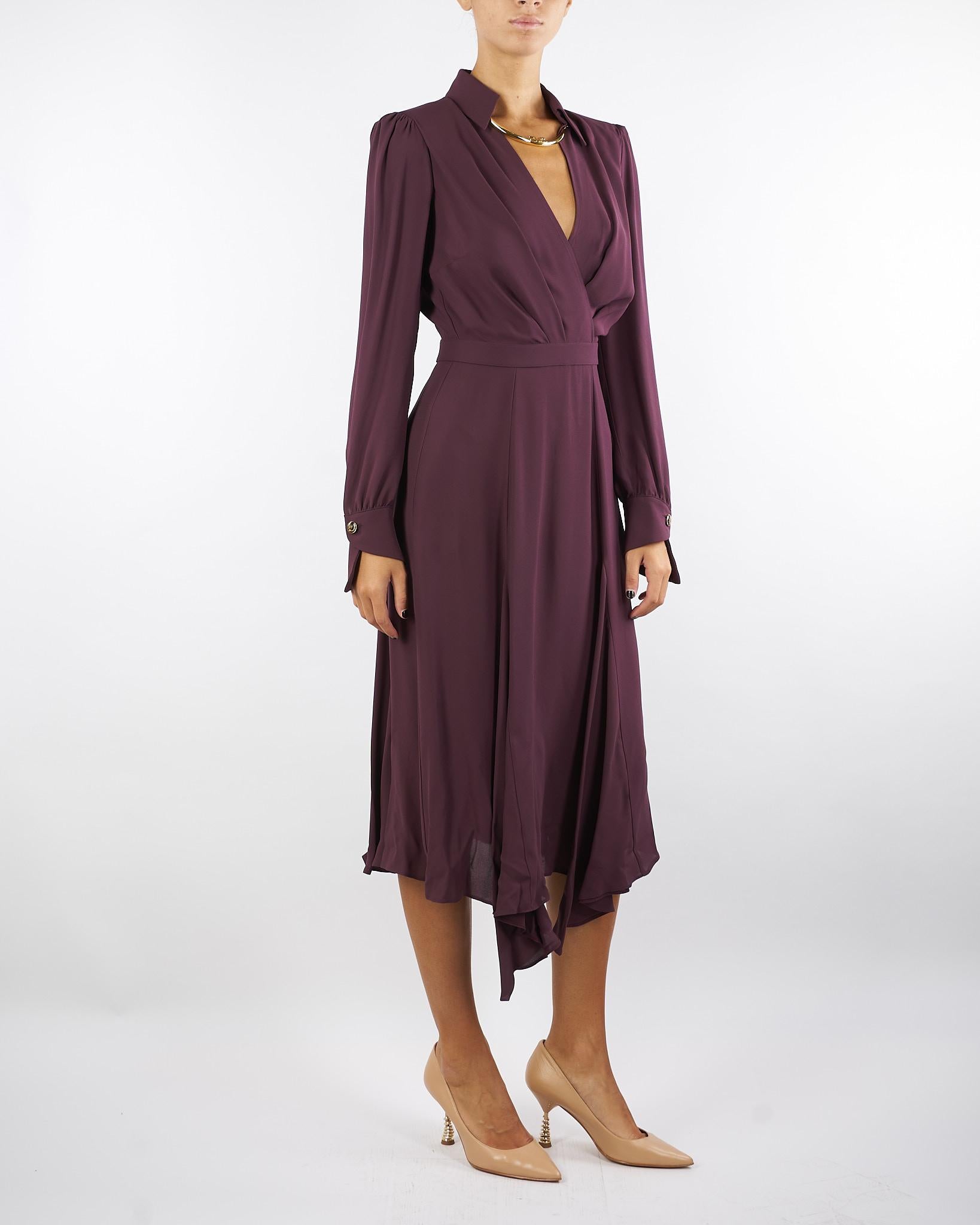 Abito Merlot in georgette con collana tubolare ABT0356E2 EA4 ELISABETTA FRANCHI 