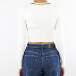 Cardigan Avorio in maglia a rombi con dettaglio gioiello MK29B56E2 360 ELISABETTA FRANCHI 