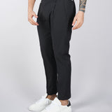 Pantalone Max Nero in fresco lana con elastico in vita
