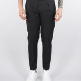 Pantalone Nero Riviera in fresco lana con elastico in vita