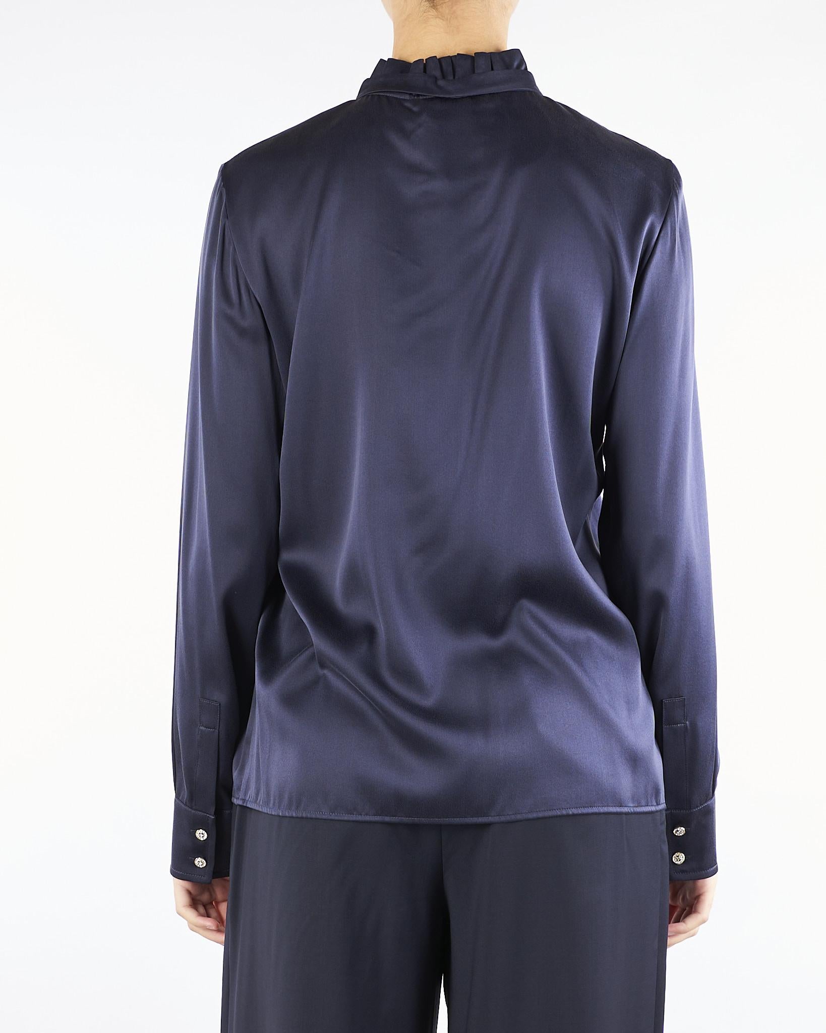 Blusa Blu in raso di seta GILLES 9 MAX MARA STUDIO 