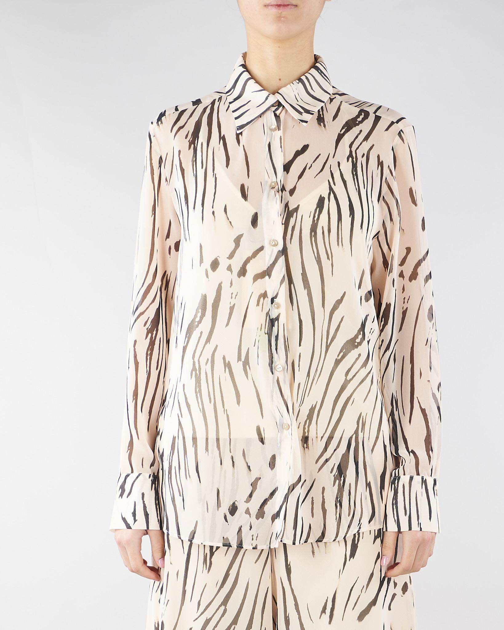 Camicia Crema-Nero in georgette stampata PBPGIRAFFA 9 PENNY BLACK 