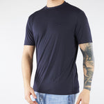 T-shirt Blu in misto Modal e Seta con ricamo logo EM004586AF13721 UB118 EMPORIO ARMANI 