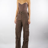 Pantalone Cargo Marrone wide leg PA255 80 BOHEMIAN VI 