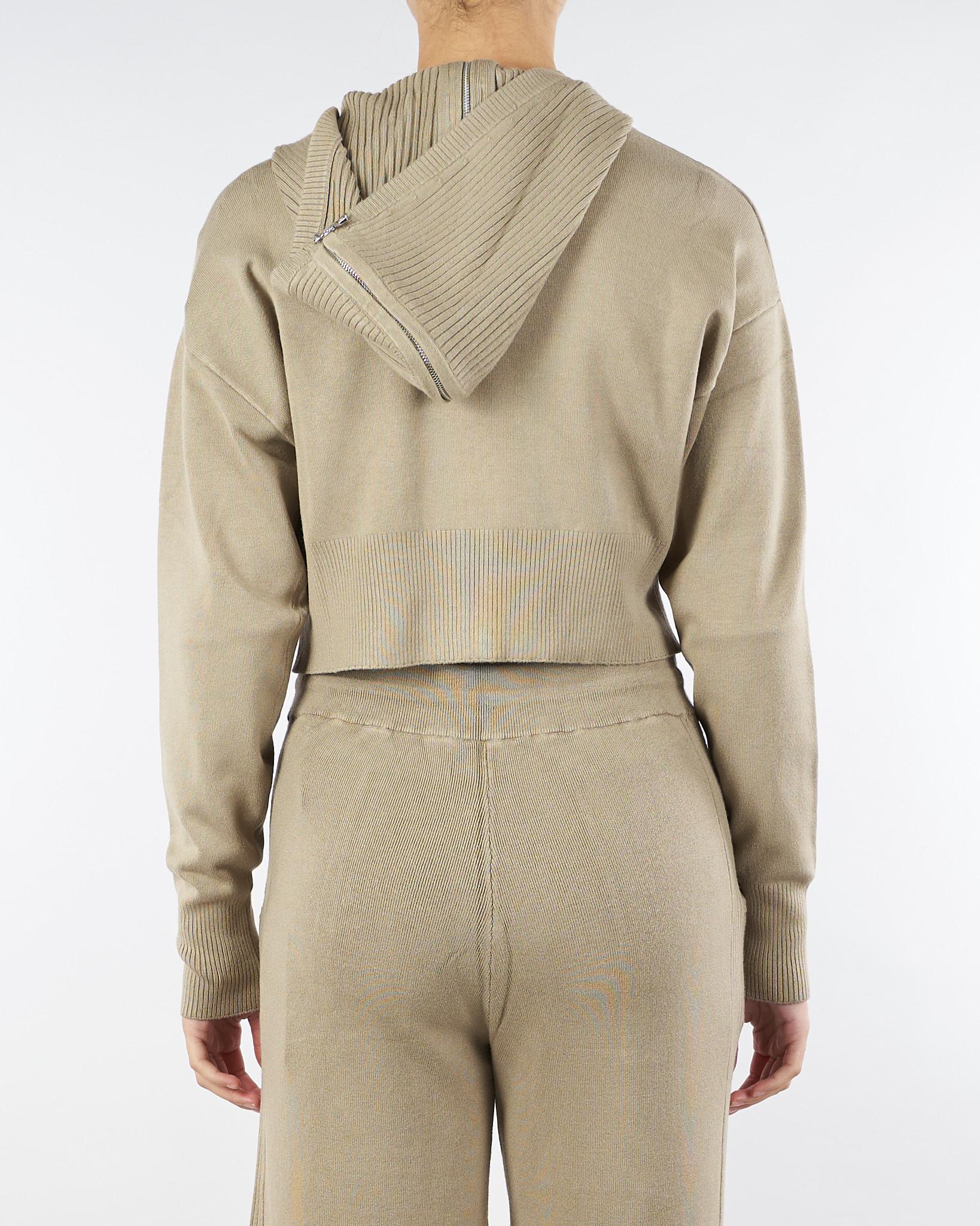 Maglia cropped Beige con cappuccio 2K0339K207 B848 PATRIZIA PEPE 