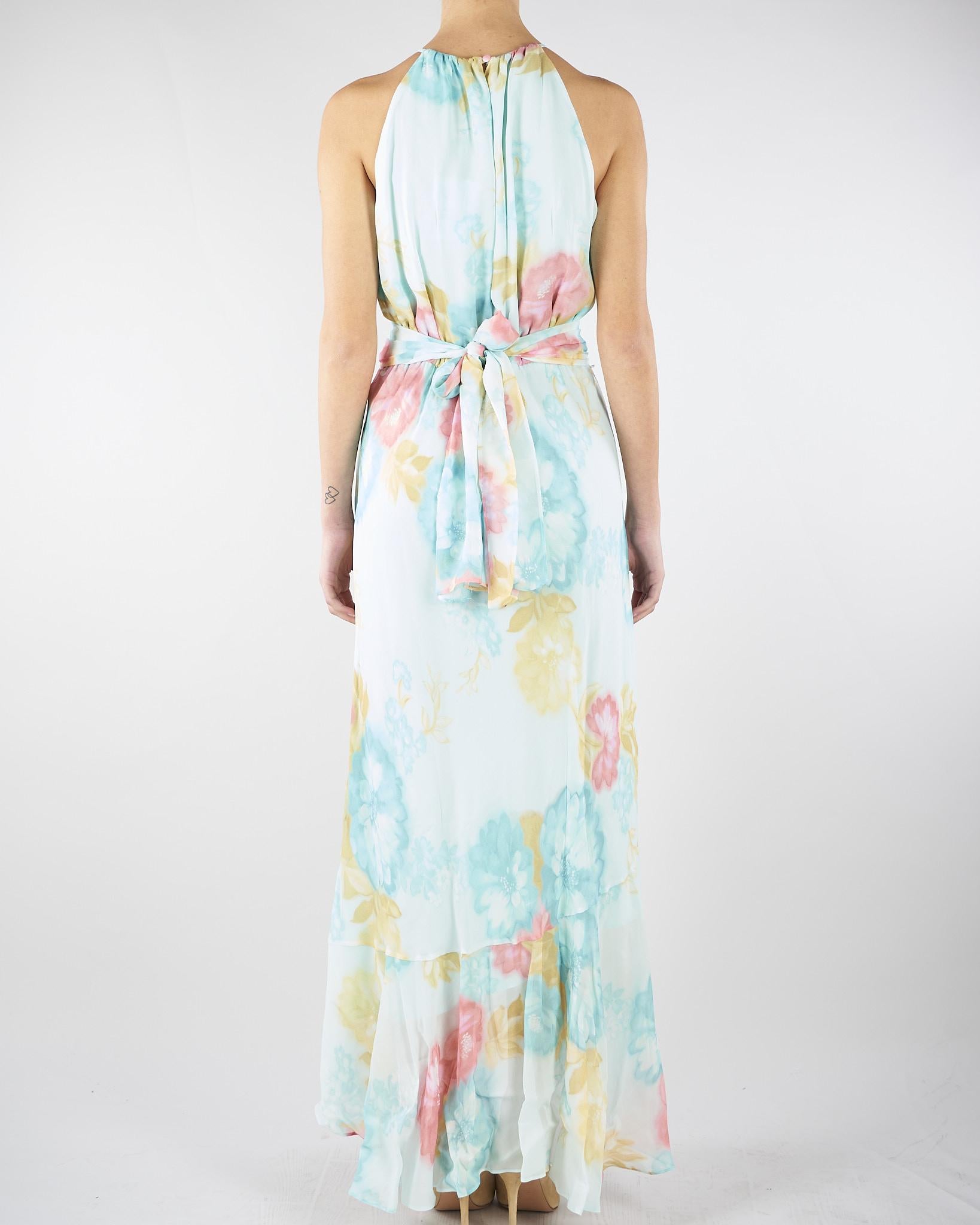 Abito Acqua con volant e rosa in georgette stampata MLLFIERO 6 MARELLA 