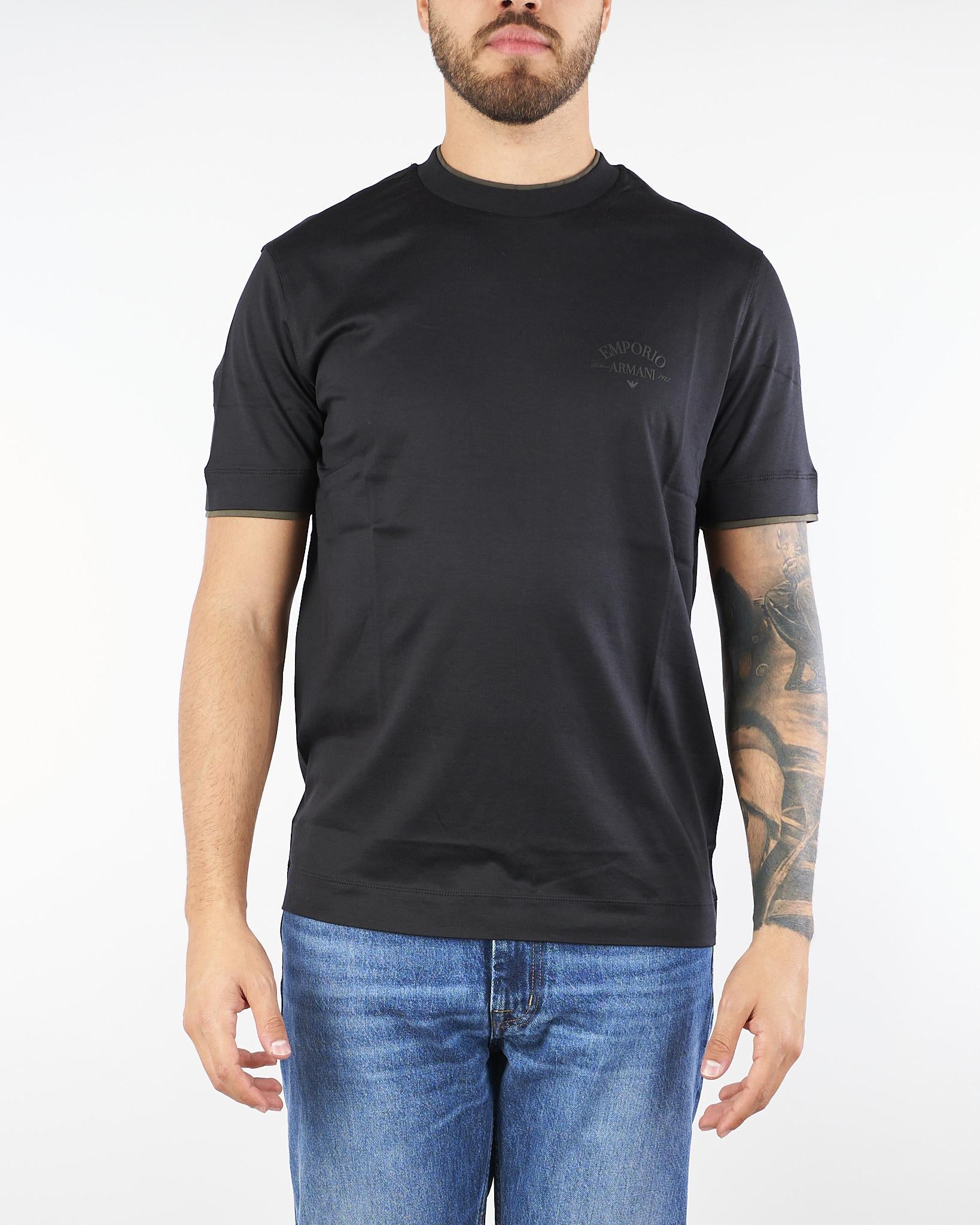 T-shirt Nero con dettagli a contrasto EM002939AF183122 UC001 EMPORIO ARMANI 