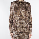 Camicia Cacao in raso con stampa alligatore CA13161E2 644 ELISABETTA FRANCHI 