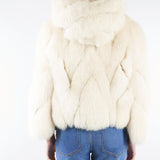 Vera Pelliccia Beige con cappuccio LC2066 3 YES LONDON 