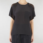 Blusa Nero con inserti in pizzo SP5NT030 0001 ICONA 