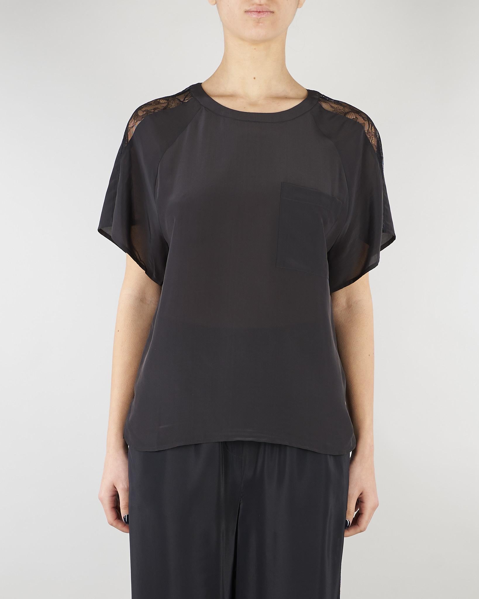 Blusa Nero con inserti in pizzo SP5NT030 0001 ICONA 