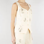 Gilet Ecru in lino con ricami in paillettes SP5NT054 1004 ICONA 
