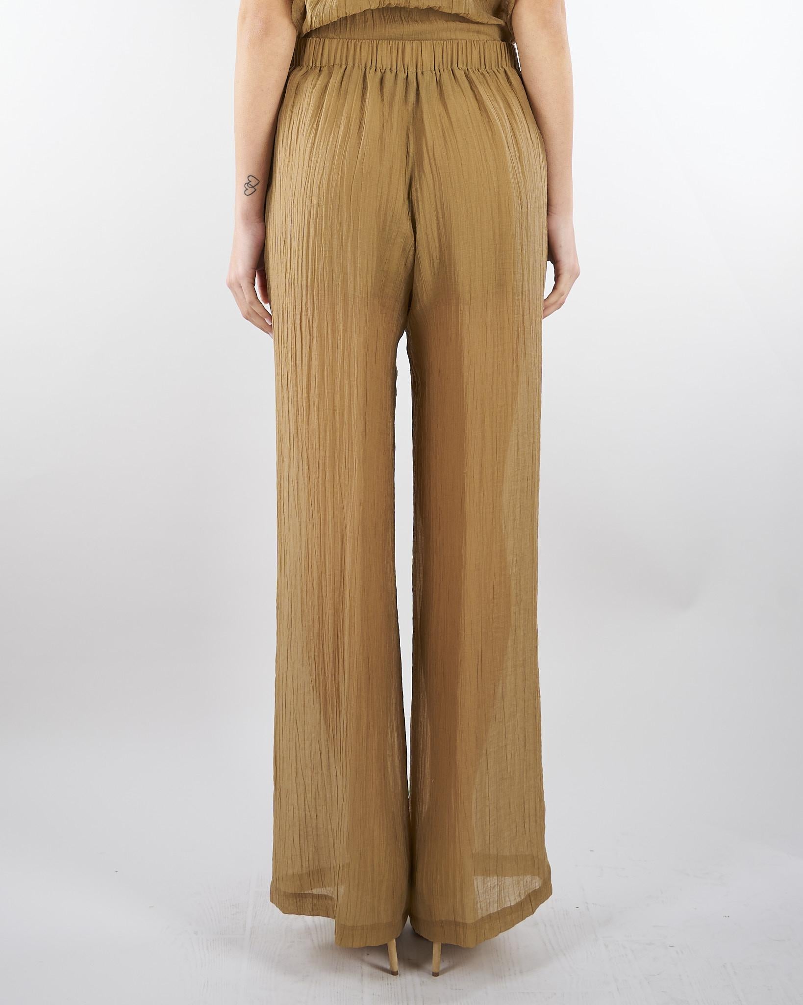 Pantalone Tabacco ampio semielasticato in voile unito PT1423460238 024 SEVENTY 