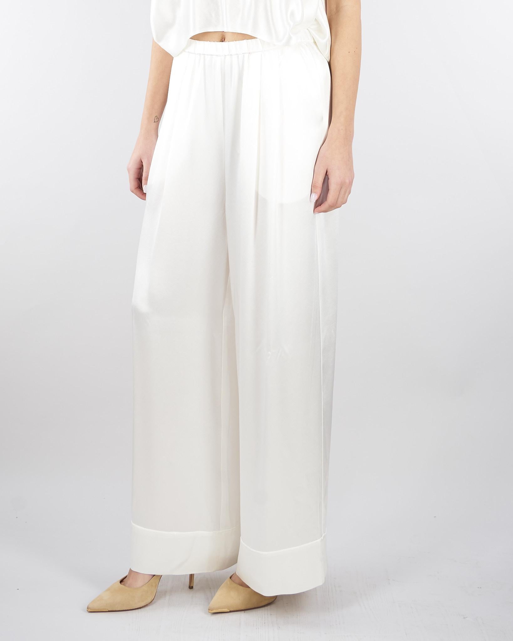 Pantalone Bianco in satin con elastico in vita SS260046 1 ELEH 