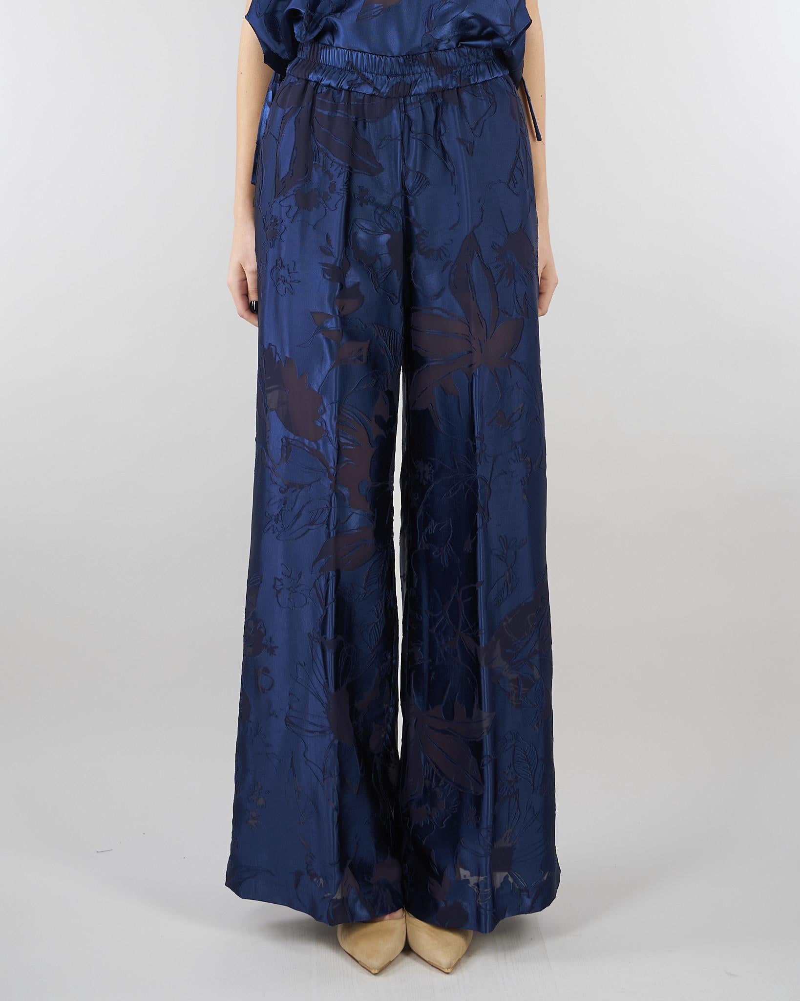 Pantalo jacquard Blu wide leg SP5MR028 3000 ICONA 