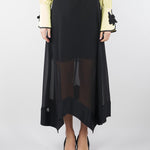 Gonna Nero in georgette con fondo asimmetrico GO01001TACE0005 V0003 SIMONA CORSELLINI 