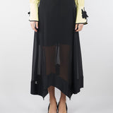 Gonna Nero in georgette con fondo asimmetrico GO01001TACE0005 V0003 SIMONA CORSELLINI 