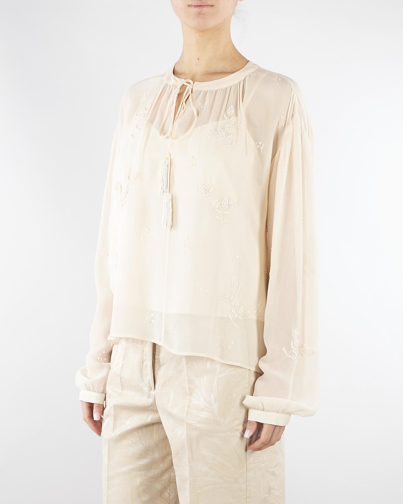 Casacca Crema in georgette ricamata CA151250450268 006 SEVENTY 